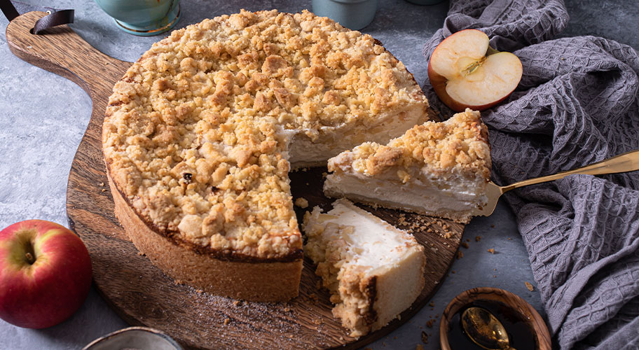 Apfel Käsekuchen Rezept I mit Streuseln und Vanille